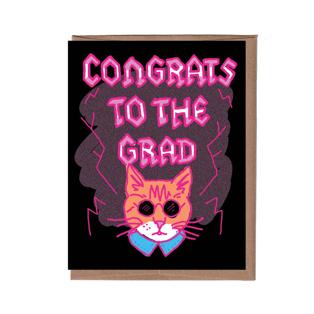 Heavy Metal Cat Graduation Card