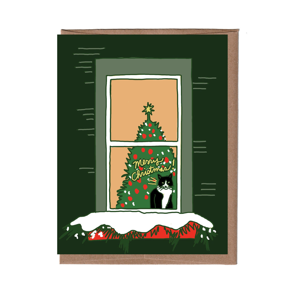 Cat in Window Holiday Card