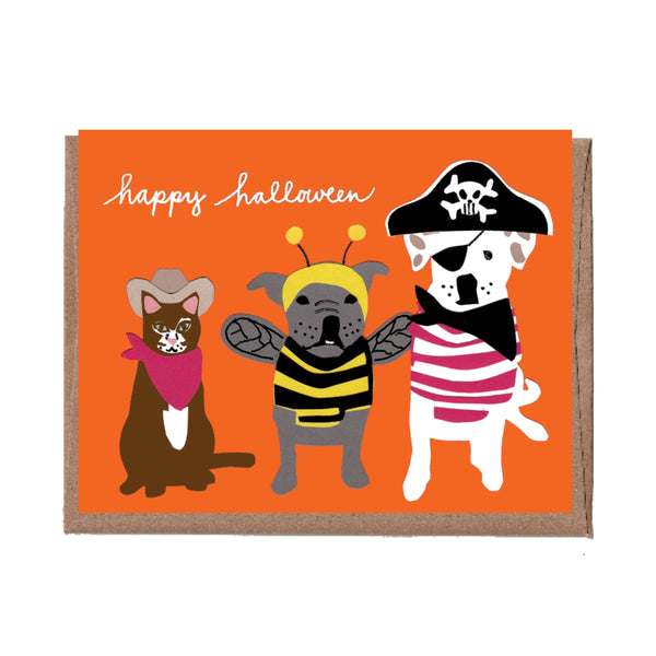 Pets in Costume Halloween Card