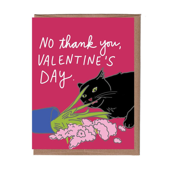 Cat Eating Flowers Valentine Card