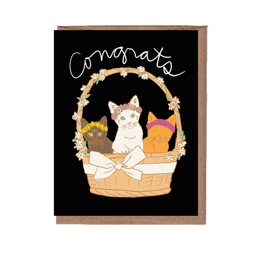 Cat Basket Wedding Card